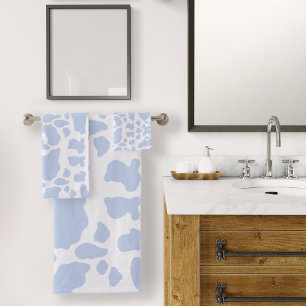 Blaue Kuh-Spots Tierdruckmuster Badhandtuch Set