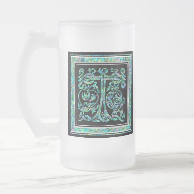 Blaue" kundenspezifische Monogramm-Tassen T Mattglas Bierglas (Links)