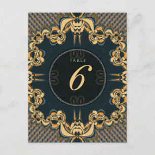 Blaue Kunst Alternative Hochzeitsmenü-Tischnummer Postkarte
