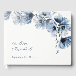 Blaue künstlerische Blumenhochzeit Gästebuch
