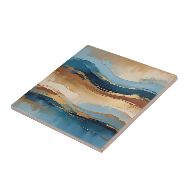 Blaue Kupfer- und Goldwellen Fliese (Seite)