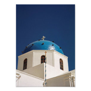 Blaue Kuppel, Santorini, Griechenland Fotodruck