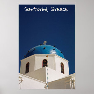 Blaue Kuppel, Santorini, Griechenland Poster