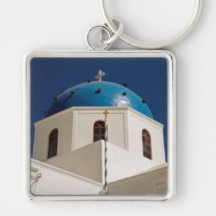 Blaue Kuppel, Santorini, Griechenland Schlüsselanhänger