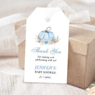 Blaue Kürbis-Baby-Shower-Dankeschön Geschenkanhänger