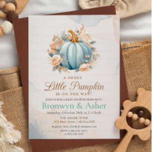 Blaue Kürbis-Blumen-Baby-Shower-Einladung Einladung