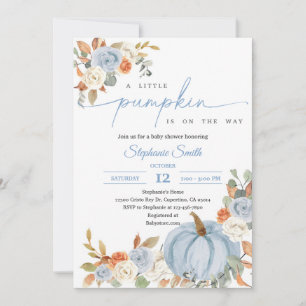 Blaue Kürbis-Herbst-Baby-Party Einladung