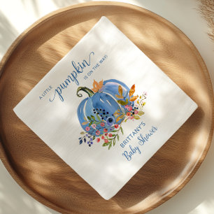Blaue Kürbis-Herbst-Blumen-Baby-Party Serviette