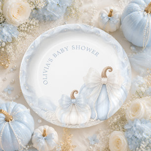 Blaue Kürbis-Schleife Elegante Babyparty Pappteller