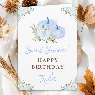 Blaue Kürbisse Floral Sweet Sixteen Geburtstag Karte
