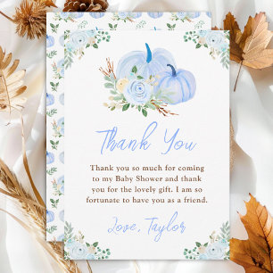 Blaue Kürbisse Florale Babyparty Dankeskarte