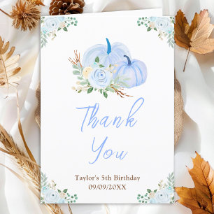 Blaue Kürbisse Florale Geburtstagsfeier Dankeskarte