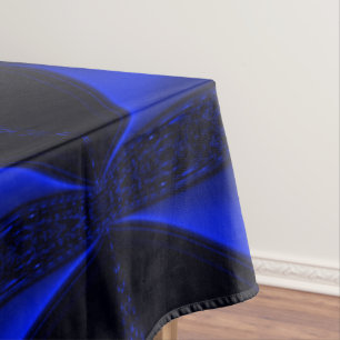 Blaue Kurven und Wellenmuster in dunkelblauem Bild Tischdecke