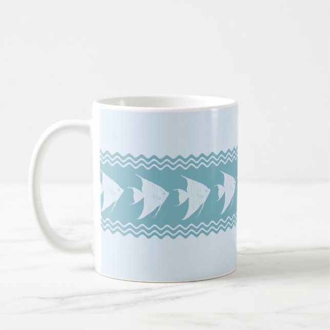 Blaue Küste Angelfish Streifen Kaffeetasse (Links)