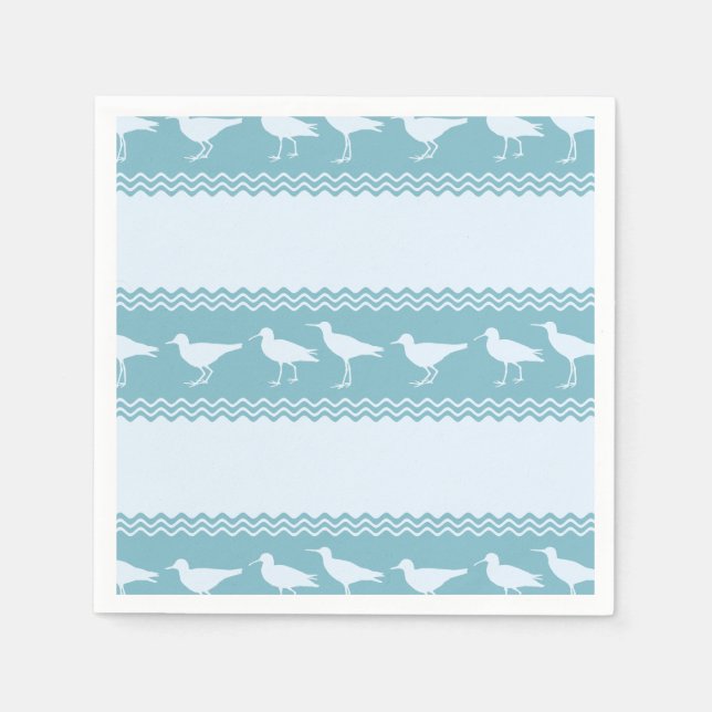 Blaue Küste Sandpiper Bird Stripes Serviette (Vorderseite)