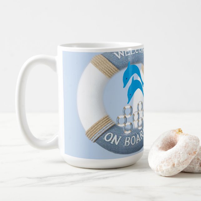 Blaue Küsten-Delfine  Kaffeetasse (Mit Donut)