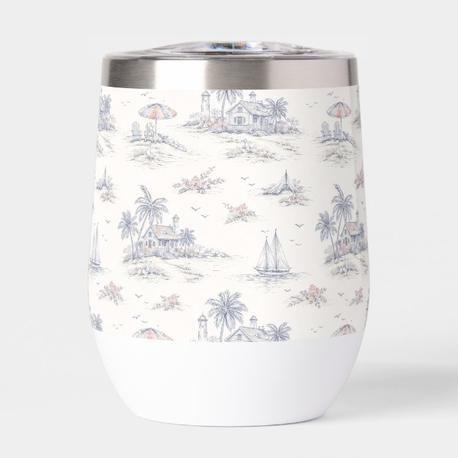 Blaue Küsten-Französische Toile-Wasserflasche (Vorderseite)