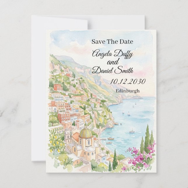 Blaue Küstenblumen-Save-the-Date-Karte Save The Date (Vorderseite)
