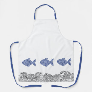 Blaue Küstenfische & Wellen Schürze