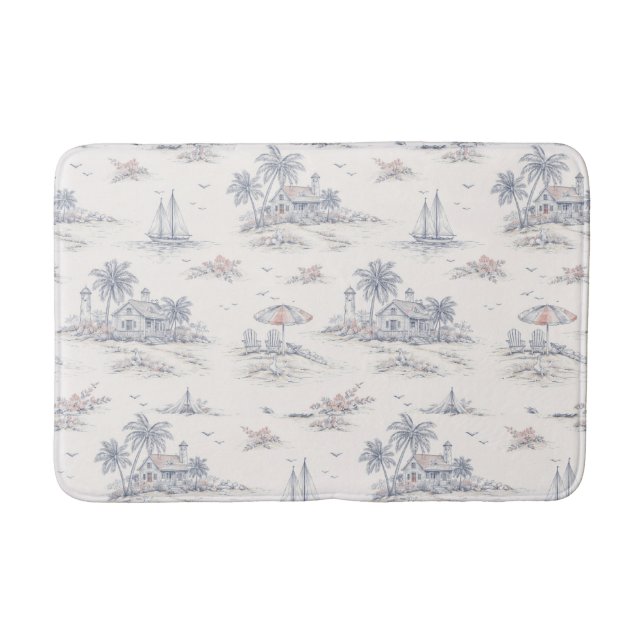 Blaue Küstenfranzösische Toile Badematte (Vorderseite)