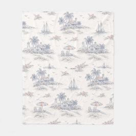 Blaue Küstenfranzösische Toile Fleecedecke