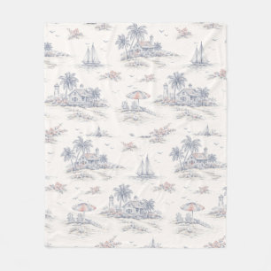 Blaue Küstenfranzösische Toile Fleecedecke