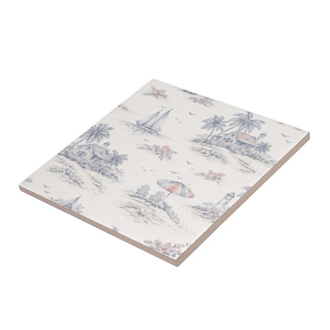 Blaue Küstenfranzösische Toile Fliese (Seite)