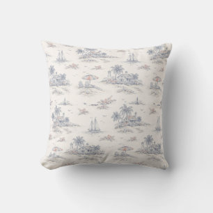 Blaue Küstenfranzösische Toile Kissen