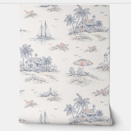 Blaue Küstenfranzösische Toile Tapete