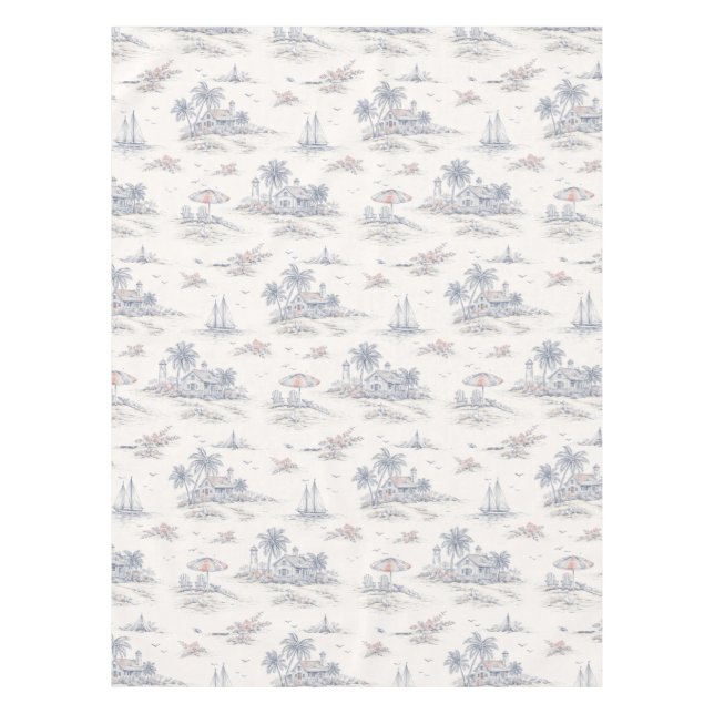 Blaue Küstenfranzösische Toile Tischdecke (Vorderseite)