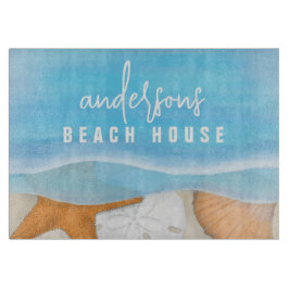 Blaue Küstenküste Whimsisches Meer Muscheln Schneidebrett