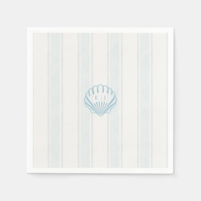 Blaue Küstenmuschel-Hochzeit  Serviette (Vorderseite)