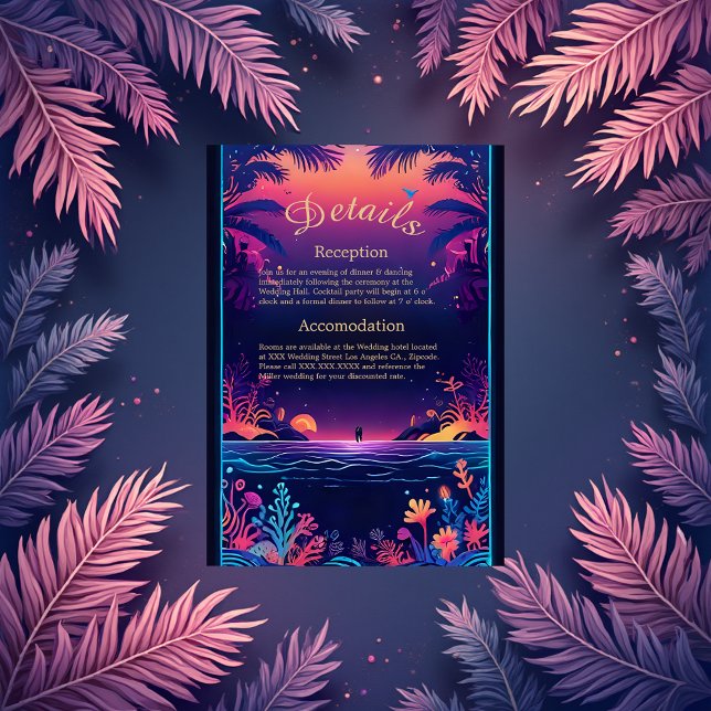 Blaue Küstenvibe Hochzeitskarte Begleitkarte (Von Creator hochgeladen)