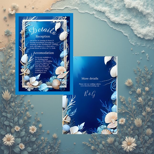 Blaue Küstenvibe Hochzeitskarte Begleitkarte (Von Creator hochgeladen)