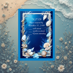 Blaue Küstenvibe Hochzeitskarte RSVP Karte