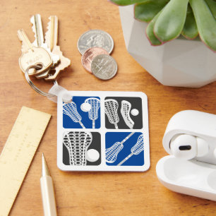 Blaue Lacrosse Blöcke Schlüsselanhänger