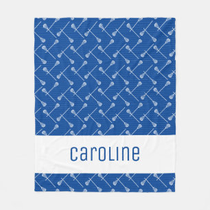 Blaue Lacrosse Weiße Stifte Gemustert Fleecedecke