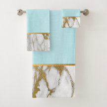 BLAUE LAGOON MARBLE GOLD BADEZIMMER TOWEL SET