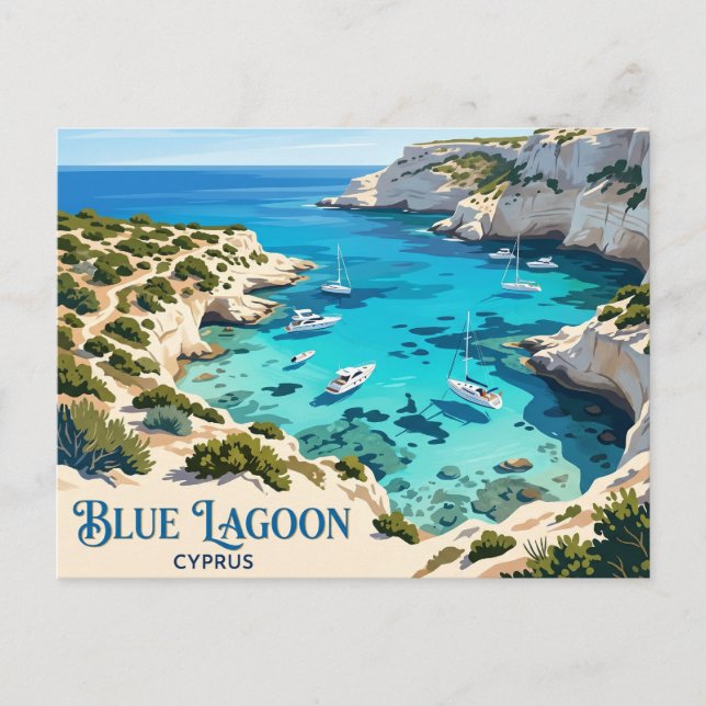 Blaue Lagune, Akamas Zypern Postkarte (Vorderseite)