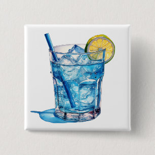 Blaue Lagune Cocktail Drink Button