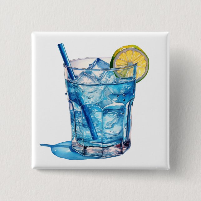 Blaue Lagune Cocktail Drink Button (Vorderseite)