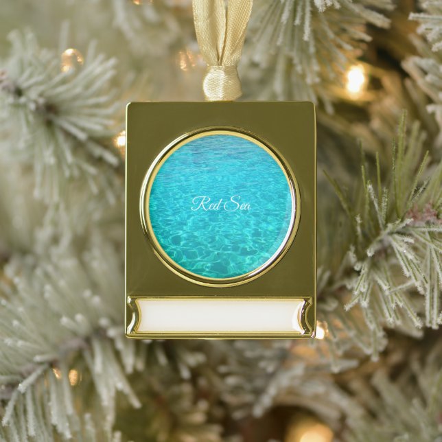 Blaue Lagune im Roten Meer Banner-Ornament Gold (Baum)