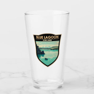 Blaue Lagune Island Reise Kunst Vintage Glas