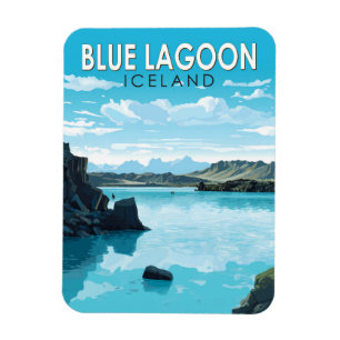 Blaue Lagune Island Reise Kunst Vintage Magnet