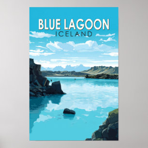 Blaue Lagune Island Reise Kunst Vintage Poster