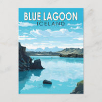 Blaue Lagune Island Reise Kunst Vintage