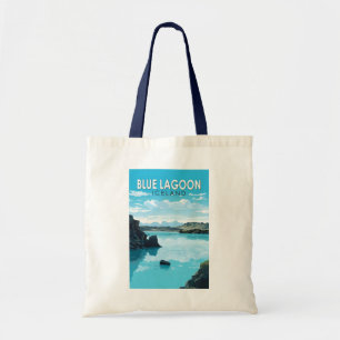 Blaue Lagune Island Reise Kunst Vintage Tragetasche