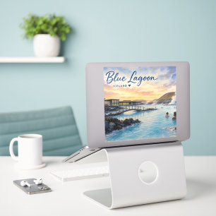 Blaue Lagune Island Thermalbad Aquarell Aufkleber