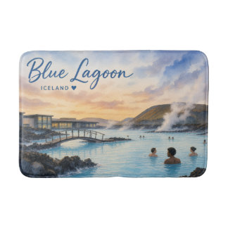Blaue Lagune Island Thermalbad Aquarell Badematte