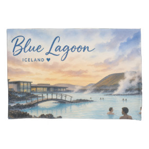 Blaue Lagune Island Thermalbad Aquarell  Kissenbezug